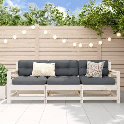 vidaXL - 3-delige - Loungeset - massief - grenenhout - wit