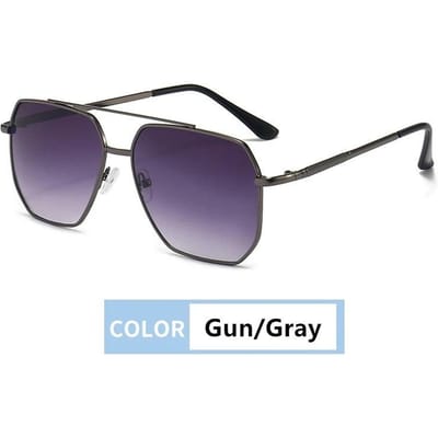 Nieuwe Pilot Zonnebrillen voor Mannen Mode Retro Dubbele Brug Frame Metaal Zonnebrillen Vrouwen UV400 Mannen Trending Producten Tinten gray