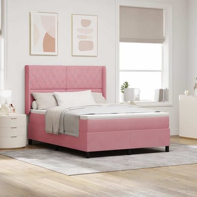 vidaXL - Boxspring - bed - met - hoofdeinde - Roze - 140 - x - 200 - cm - Fluweel