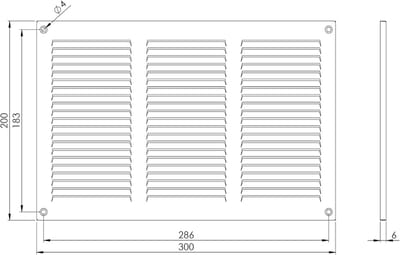 Ventilatierooster 300x200mm Wit Staal - Met Muggenhor voor Ventilatie
