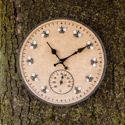 Tuinklok Thermometer - Wanddecoratie Buiten - Tijd Buiten Zien - Weerbestendig Ontwerp - 30 cm Doorsnede - Bij Design