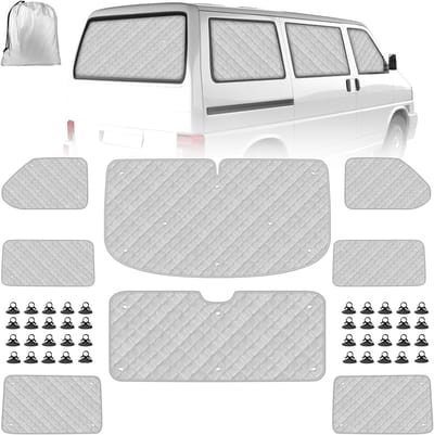 Zonnescherm Voorruit VW T4 LWB - Set van 8 Zonschermen - Interne Thermische Blindering - 100% Lichtdicht - ShopVlot