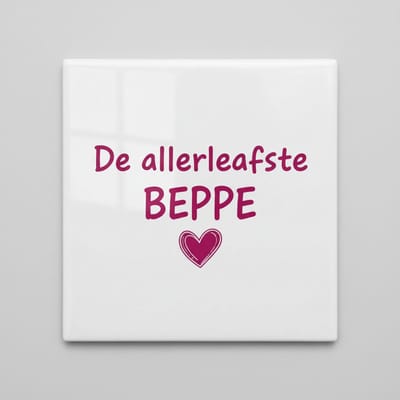“De allerleafste Beppe” Friese Oma Tegel – Hartverwarmend Cadeau voor Grootmoeder – Keramische Tegel 15×15 cm