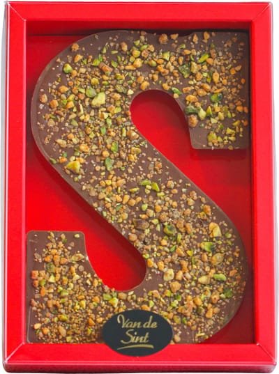 Lindy's Dubai Chocoladeletter - Letter S - Gevuld met Pistache en Kadayif - Melk - 200 gram