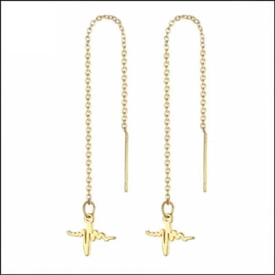 Aramat Jewels | Oorhangers | Prachtige Stalen Hartslag ketting oorbellen | Goudkleurig | | | | Kinderen, Volwassenen | Verkleurd niet