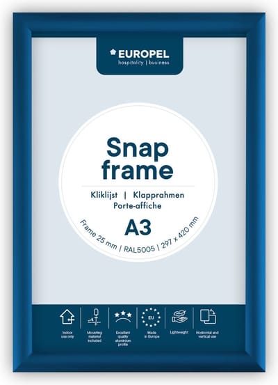 Europel Kliklijst – Posterlijst – A3 – 29,7 x 42 cm – 25mm – Aluminium – Blauw