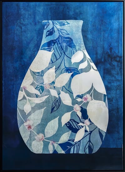 Ter Halle - Schilderij - Wanddecoratie - 3D Art - Blauwe Vaas - 83x123cm