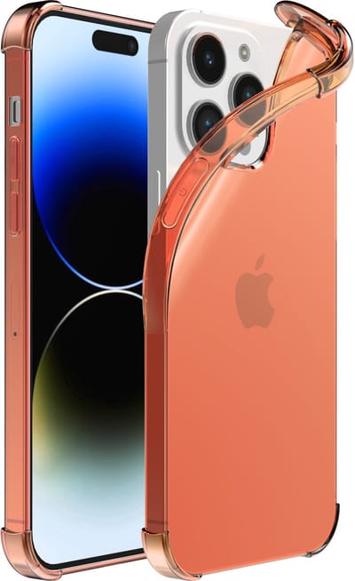 Smartphonica Telefoonhoesje Geschikt voor iPhone 14 Pro Max Transparant Schokbestendig Siliconen Hoesje met Stootrand - Shockproof Back Cover Case - Rood geschikt voor iPhone 14 Pro Max