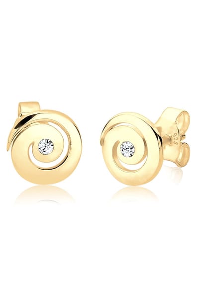 Elli - Oorbellen - Dames Oorsteker Spiraal Basis Modern met Kristal in 925 Sterling Zilver - Dames