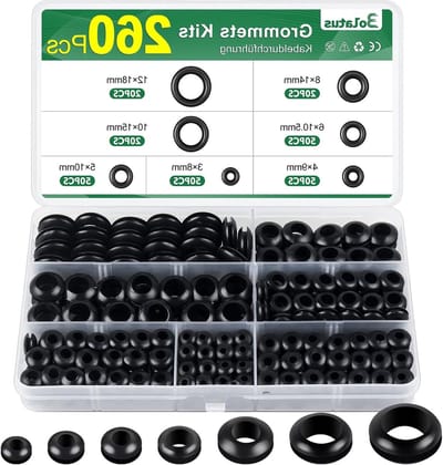 260 Stuks Rubber Kabeldoorvoeren, Set van 7 Maten Rubber Stoppen voor Kabelbeveiliging, Elektrische Installatie en Kabelgoten, Zwart