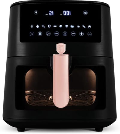 Heteluchtfriteuse - Airfryer Frituurpan - Gezond Frituren - Grote Capaciteit - 8 Liter - Zwart Roze
