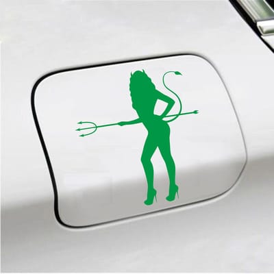 Bumpersticker - Vrouw Duivel - 14 X 13 - Groen