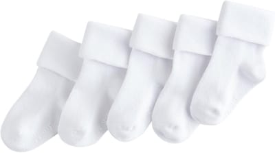 Babysokken Omslag - Zachte Sokjes - Pasgeboren Comfort - Geborduurde Details - 5 Paar - Wit