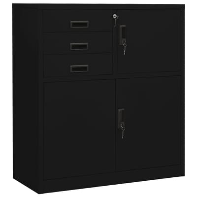 vidaXL - Kantoorkast - 90x40x102 - cm - staal - zwart