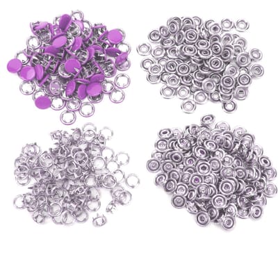 100 Jeux de Boutons-Pression Colorés en Laiton à Griffes Boutons-Pression à Pression Fermetures pour Couture avec Outil d'Installation Purple