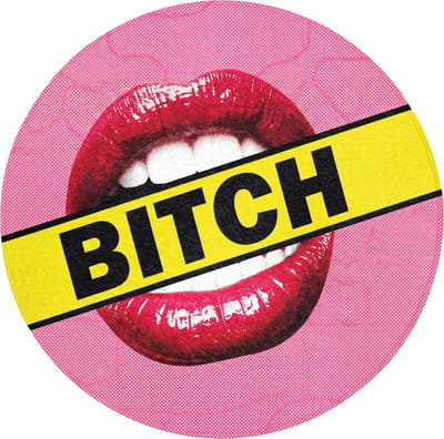Badmat rond 70x70 cm - Antislip - Lippen - Tekst - Kleurrijk - Badmatten voor badkamer - Badkamermat - Douchemat - Ronde badkamer mat