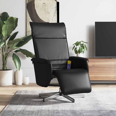 vidaXL - Massagestoel - verstelbaar - met - voetensteun - kunstleer - zwart