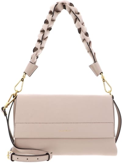 COCCINELLE Leren schoudertas Boheme Grana Double Shoulder Bag Rosette / Warm Taupe beige