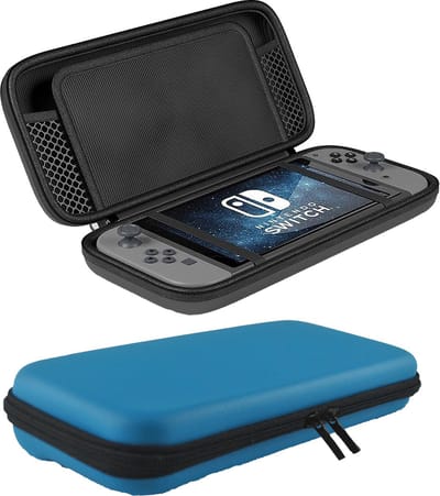Hoes Geschikt voor Nintendo Switch Case Hoesje Met Koord - Bescherm Hoes Geschikt voor Nintendo Switch Hoes Hard Cover - Blauw