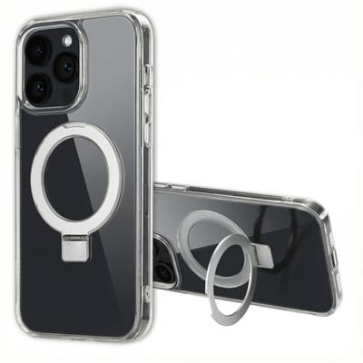 Accezz Hoesje - Geschikt voor Apple iPhone 14 Pro Max - Ring Stand Backcover geschikt voor MagSafe - Transparant