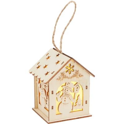 VBS Houten bouwpakket "Sneeuwpop met vogelhuisje", incl. LED's