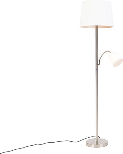 QAZQA retro - Klassieke Dimbare LED Smart Vloerlamp | Staande Lamp met flexarm incl. wifi met Dimmer - 1 lichts - H 158 cm - Staal - Woonkamer | Slaapkamer | Keuken