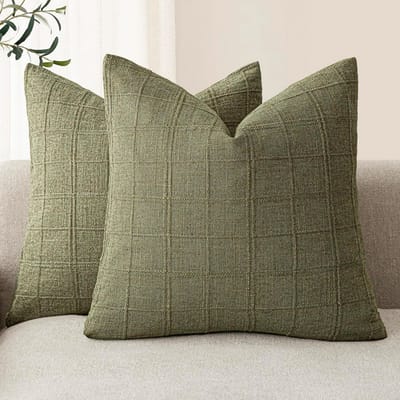 Groene Vierkante Kussenhoes Boerderij Chenille 45x45CM Decoratieve Kussenhoes Boerderij Bankkussenhoes voor Bank Stoel Couch 50x50cm