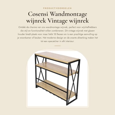 Dailygoods- Wijnrek Wandmontage - Drielaags Metalen Wijnrek - Vintage Pallet Wandplank - Decoratie Display Rek - Voor Woonkamer/Keuken - Wijnplank