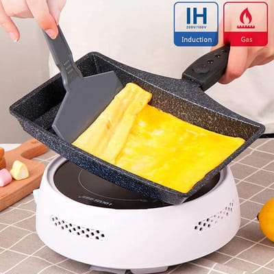 Tamagoyaki Koekenpan - Omeletpan Eierrol - Japanse Snacks Maken - Antiaanbaklaag - 8 oz Capaciteit - Zwart