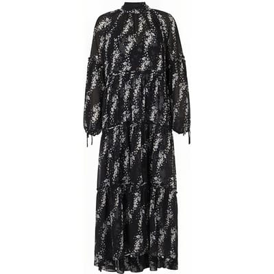 AllSaints Eimear Cultivar Dress Black Maat: 30 | Midi Jurken Outlet | Dames | Zwart
