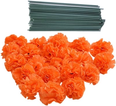 Set van 50 Kunstzijde Anjer Bloemkoppen met Stelen, Perfect voor Vaasvullers, Decoratie voor Feestdagen en Evenementen, 2 Inch Bloemkoppen met 8 Inch Stelen