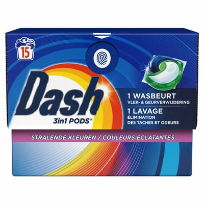 Dash Wasmiddelcapsules 3in1 Pods Stralende Kleuren - 4 x 15 stuks - Voordeelverpakking