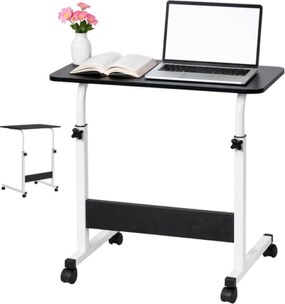 Lomera Laptoptafel - Bedtafel - Bedtafel op Wielen - Verrijdbare Bedtafel - Laptoptafel op Wielen - Verrijdbare Laptoptafel - Overbed Tafel - Tafel voor Over Bed - Bedtafeltje - Bedtafeltje met Wielen