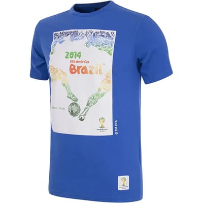 COPA - Brazilië 2014 WK Poster T-Shirt - Heren - Blauw - S