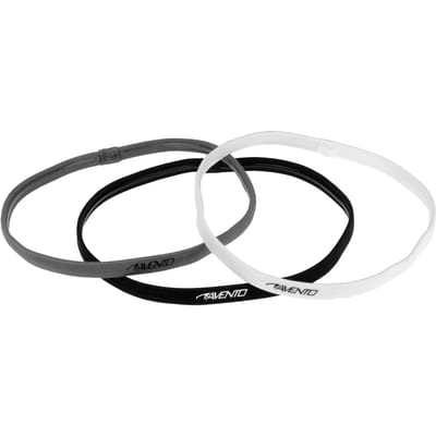 Avento Sporthaarband Elastiek - 3 stuks - Zwart/Grijs/Wit - Antislip