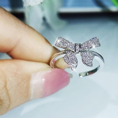 Boucle d'oreille Collier Bague Mode Style Coréen Nœud Mode Style Rétro Ensemble de Trois Pièces gray