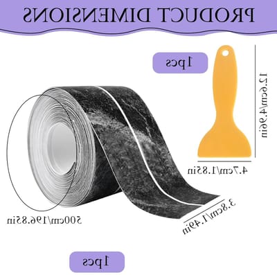Zwarte Marmeren Zelfklevende Tape van 5 m, 36 mm Breed, Waterdicht en Geschikt voor Keuken en Toilet, Ideaal voor Lijmen en Afplakken