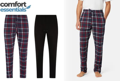 Comfort Essentials - Pyjama Heren Volwassenen - Broek - 2 Pack - Navy Geruit / Navy - M - Pyama Heren Volwassenen - Pyjamabroek Heren - Pyamabroek Heren