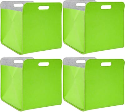 Recycled Vilt: Set van 4 Opbergmanden 33x38x33 Opbergbox voor Kallax Inzet Vilten Mand Opbergbak