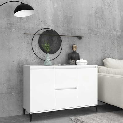 vidaXL - Dressoir - 102x35x70 - cm - bewerkt - hout - wit