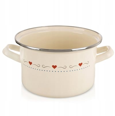 Crème geëmailleerde koekenpan TONCA 18 cm, 2L - Stijlvol en praktisch