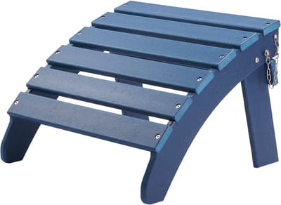 Adirondack voetenbank - Opvouwbare HDPE-kunststof poef - Afmeting 47,5x48x35 cm - Weerbestendig - Onderhoudsarm - Voor buiten - Blauw