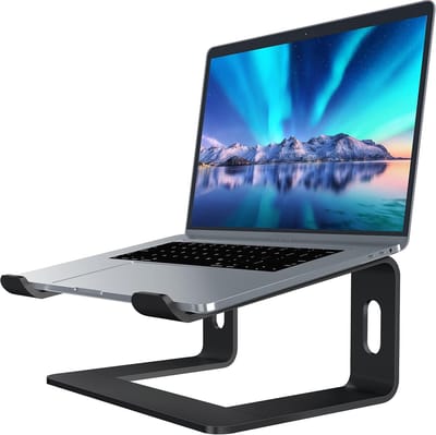 Famanu – Aluminium laptopstandaard voor bureau - compatibel met Mac Pro Air Notebook - draagbare houder,lift - metalen verhoger voor 10 tot 15,6 inch pc - desktopcomputer - LS1