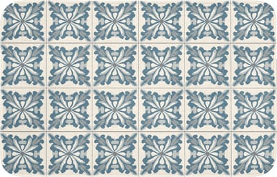 Badmat 80x50 cm - Antislip - Dessin - Tegel - Blauw - Badmatten voor badkamer - Badkamermat - Douchemat - Badkamer mat