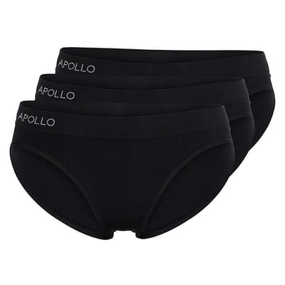 Apollo - Dames slip - Zwart - Maat L - 3-Pack - Dames ondergoed - Sloggie ondergoed - Dames boxershort