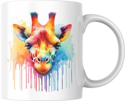 Mok – Kleurrijke Giraffe Watercolor | Dierenmok met Regenboog Design | Cadeau voor Dierenliefhebbers