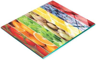 Multifunctionele decoratieve snijplank voor de keuken, gemaakt van gehard glas met fruitmotief, 60x52 cm