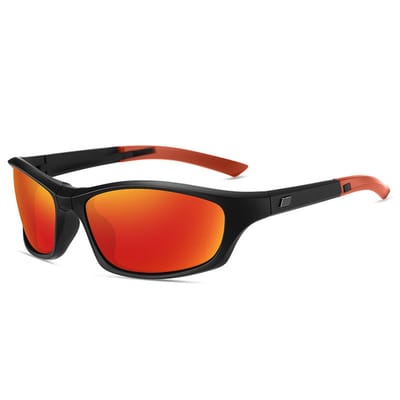 Opvouwbare Gepolariseerde Sport Zonnebril - Fietsbril - heren / dames - UV400 Bescherming - Anti-Glare & HD Zicht - Compact Design - Voor Autorijden, Vissen & Outdoor - Ideaal voor Reizen - Oranje & Zwart