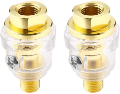 Dailygoods- In-line Oiler - 2x Mini Oiler - 1/4" BSP - Luchtsmeermiddel - Messing - Helder Reservoir - Luchtolie