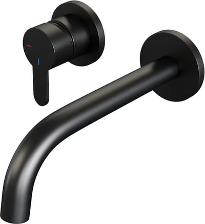 Brauer Black Edition inbouw wastafelmengkraan met gebogen uitloop en rozetten model D2 mat zwart